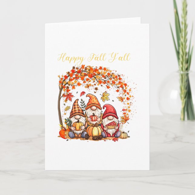 Fall Gnomes Happy Fall Yall Autumn Leaves Tree Tha Card (Front)