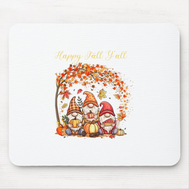 Fall Gnomes Happy Fall Yall Autumn Leaves Tree Tha Mouse Mat (Front)