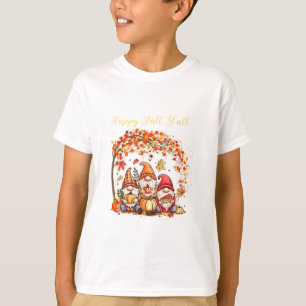 Fall Gnomes Happy Fall Yall Autumn Leaves Tree Tha T-Shirt