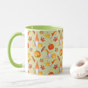 Fall Gnomes Light Green Backgrounds Combo Mug