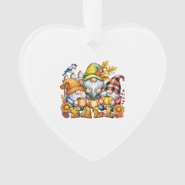 Fall Gnomes Sublimation Autumn Love Classic T-Shir Ornament (Front)