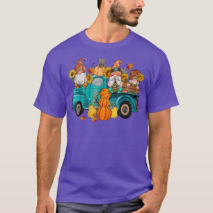 Fall Gnomes Truck Pumpkin Season Fall Vibes Thanks T-Shirt