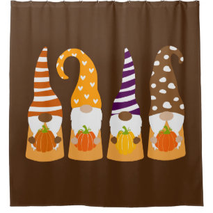 Fall Gnomes with Pumpkins Shower Curtain