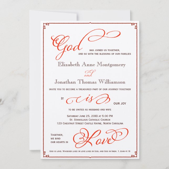 Fall God is Love Christian Wedding Invitation (Front)