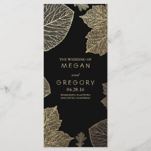 Fall Gold and Black Leaves Wedding Programs Programme