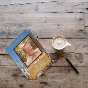 Fall Gold Leaf Trees Photo Name Quotes Funeral  Programme