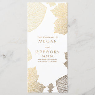 Fall Gold Leaves White Wedding Programs Programme