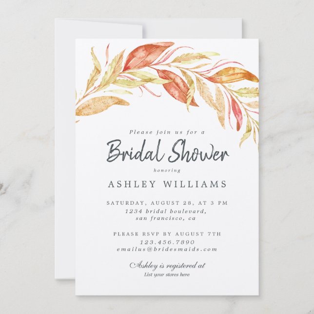 Fall Golden Foliage Bridal Shower Invitation (Front)