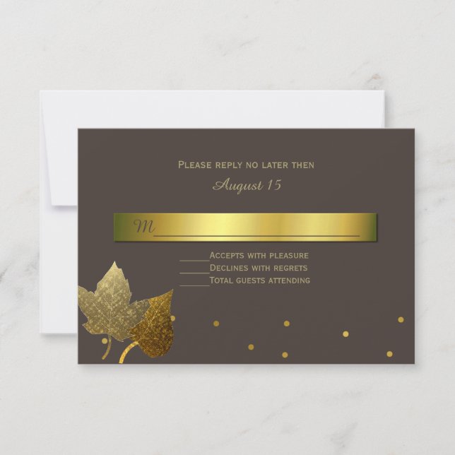 Fall Golden Leaves Wedding Response Card (Front)