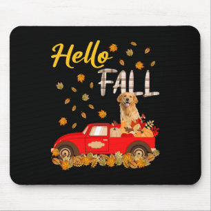 Fall Golden Retriever Leaf Autumn Red Truck Dog Lo Mouse Mat