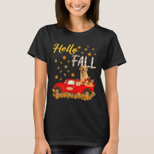 Fall Golden Retriever Leaf Autumn Red Truck Dog Lo T-Shirt