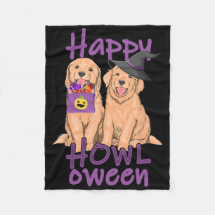Fall Golden Retriever Lovers Halloween Happy Howl- Fleece Blanket