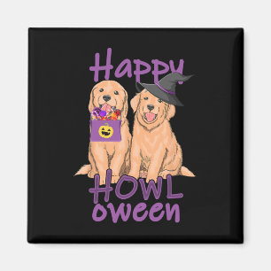 Fall Golden Retriever Lovers Halloween Happy Howl- Magnet