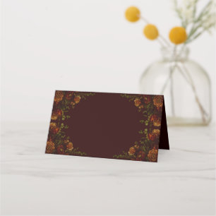 Fall Gothic Wedding Rustic Orange Maroon Place Card
