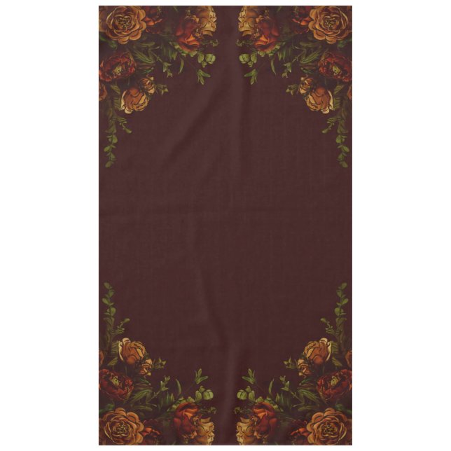 Fall Gothic Wedding Rustic Orange Maroon Tablecloth (Front)
