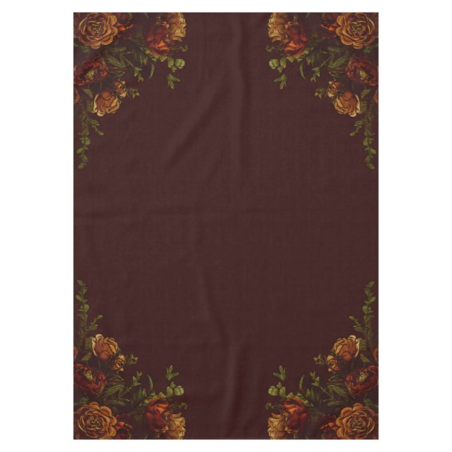 Fall Gothic Wedding Rustic Orange Maroon Tablecloth (Front)