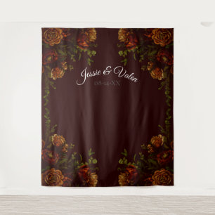Fall Gothic Wedding Rustic Orange Maroon Tapestry