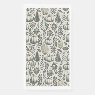 Fall Gourds Block Print in Green Napkin