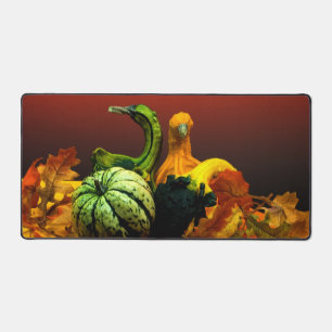 Fall Gourds Rustic Autumn Colours Desk Mat