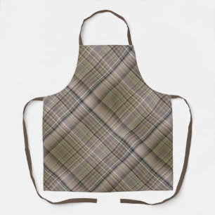 Fall Grass Brown and Olive Green Plaid Apron