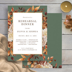 Fall Green Wedding Rehearsal Dinner Invitation
