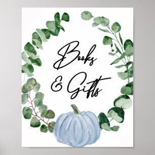 Fall Greenery Blue Pumpkin Books and Gifts Sign