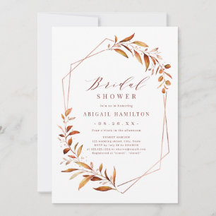 Fall Greenery Geometric Rustic Bridal Shower Invitation