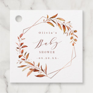 Fall Greenery Geometric Thank You Baby Shower Favour Tags