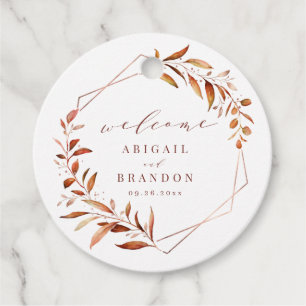 Fall Greenery Gold Geometric Rustic Wedding Favour Tags