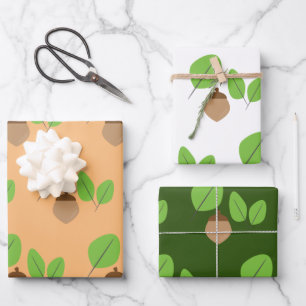 Fall Greenery  Leaf Autumn Time  Wrapping Paper Sheet