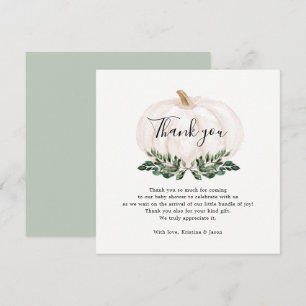 Fall Greenery Pumpkin Baby Shower Thank You Card