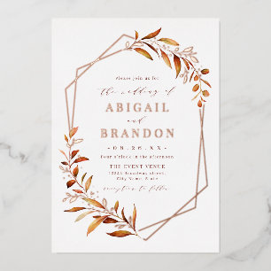 Fall Greenery Rose Gold Geometric Rustic Wedding