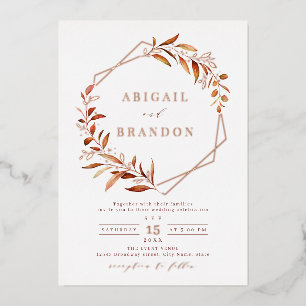 Fall Greenery Rose Gold Geometric Rustic Wedding