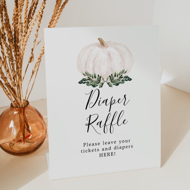 Fall Greenery White Pumpkin Diaper Raffle Sign  (Creator Uploaded)