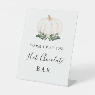 Fall Greenery White Pumpkin Hot Chocolate Bar Sign