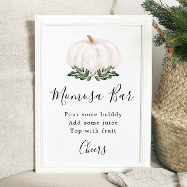 Fall Greenery White Pumpkin Momosa Bar Sign (Creator Uploaded)