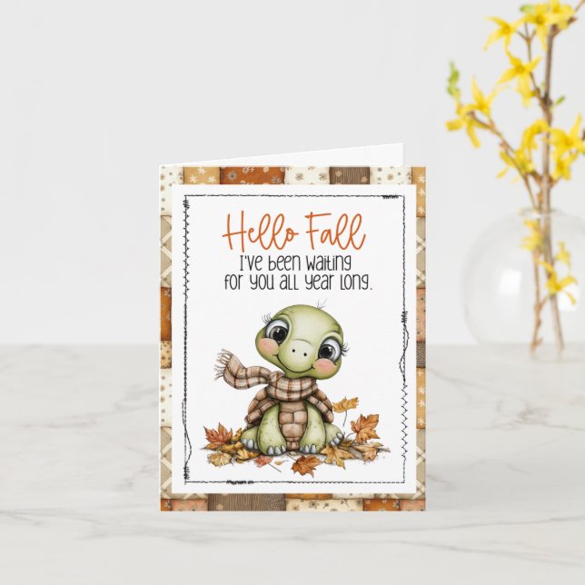 Fall greeting card, Fall turtle card (Yellow Flower)