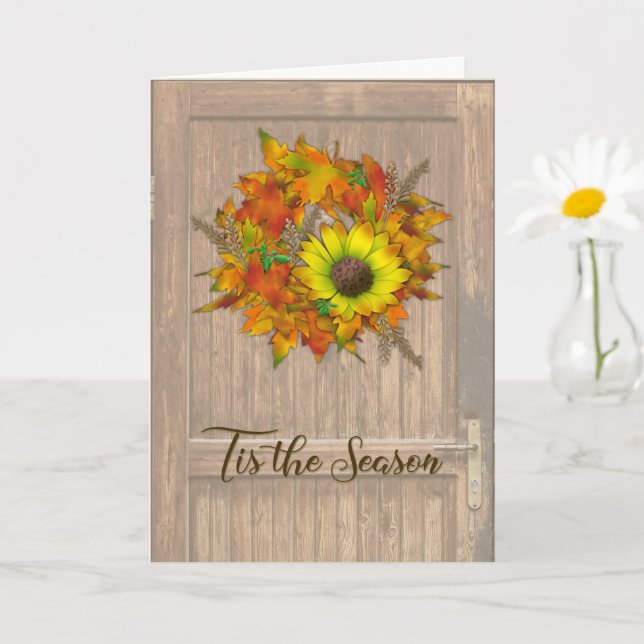 Fall Greeting Card with Autumn Wreath (Small Plant)