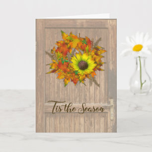 Fall Greeting Card with Autumn Wreath