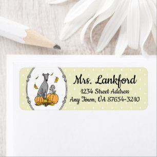 Fall Greyhound (grey) Dog Pumpkins Leaves Funny