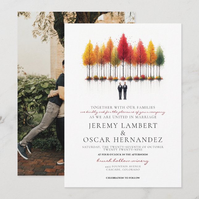 Fall Grooms Wedding Invitation (Front/Back)
