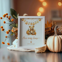 Fall guess how many bears baby shower game Poster