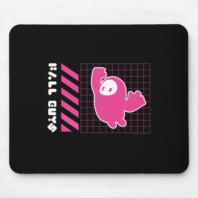 Fall Guys Neon Grid Jumping Bean Gamer Vibes  Mouse Mat (Front)