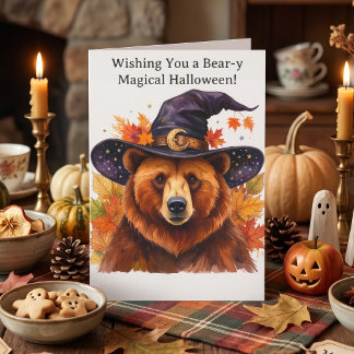 Fall Halloween Bear | Witch Spooky Autumn Greeting Card