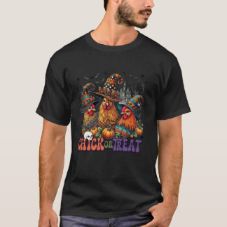 Fall Halloween Chicken witch house Chick Or Treat  T-Shirt