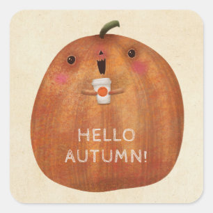 Fall Halloween Decoration Cute Pumpkin Spice Latte Square Sticker