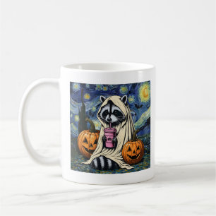 Fall Halloween Ghost Pumpkin Raccoon Costume Spook Coffee Mug