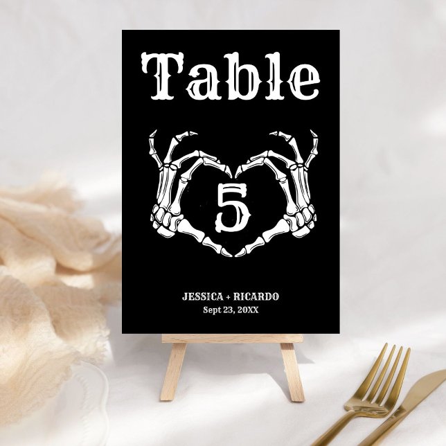 Fall Halloween Gothic Skull Heart Hand wedding  Table Number (Creator Uploaded)