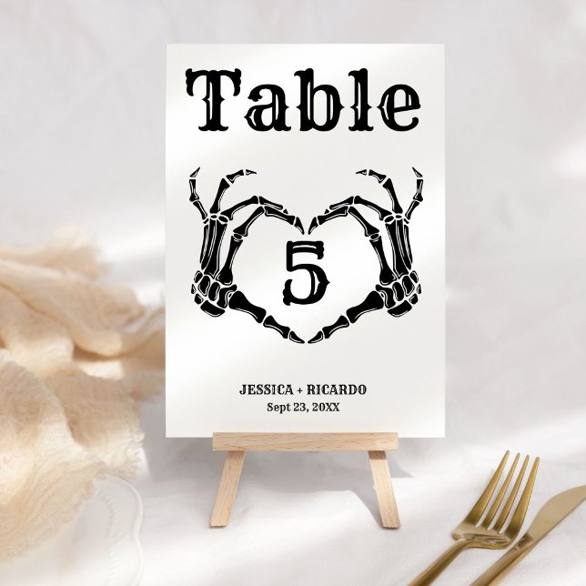 Fall Halloween Gothic Skull Heart Hand wedding  Table Number (Creator Uploaded)