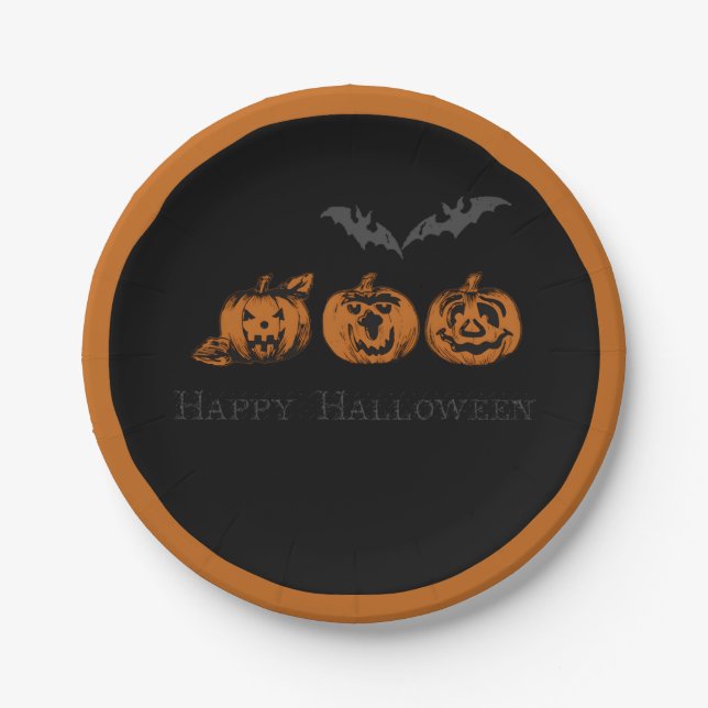Fall/Halloween/pumpkin Paper Plates (Front)